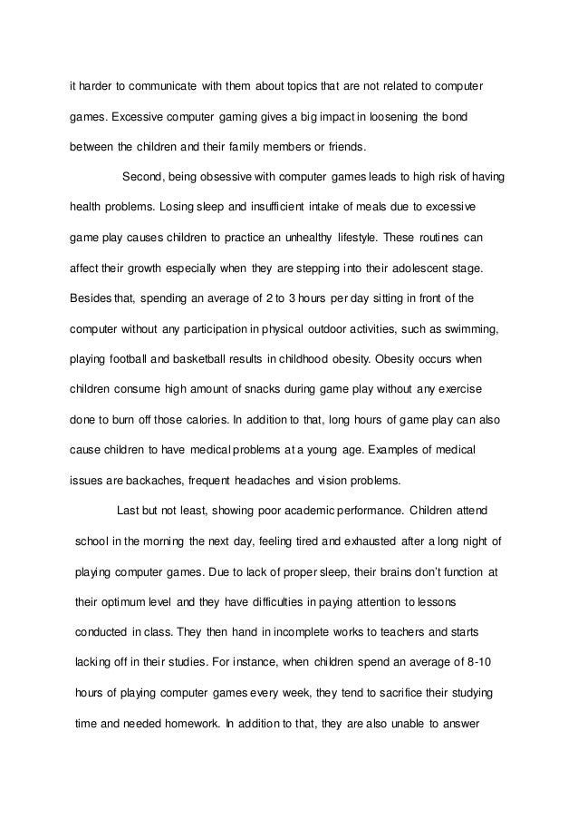 essay on video games addiction